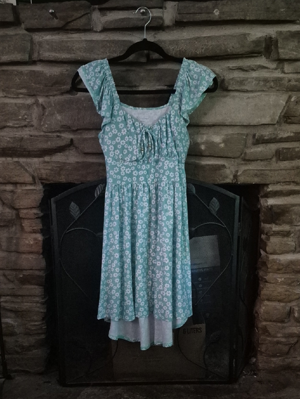 Floral Tie-Front Midi Dress in Light Aqua